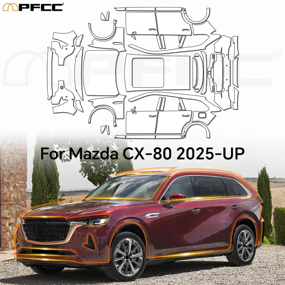 

For Mazda CX-80 2025-2026 PPF Transparent Vinyl Wrap TPU Film Pre-Cut Paint Protection Film Clear Anti-scratch Car Accessories