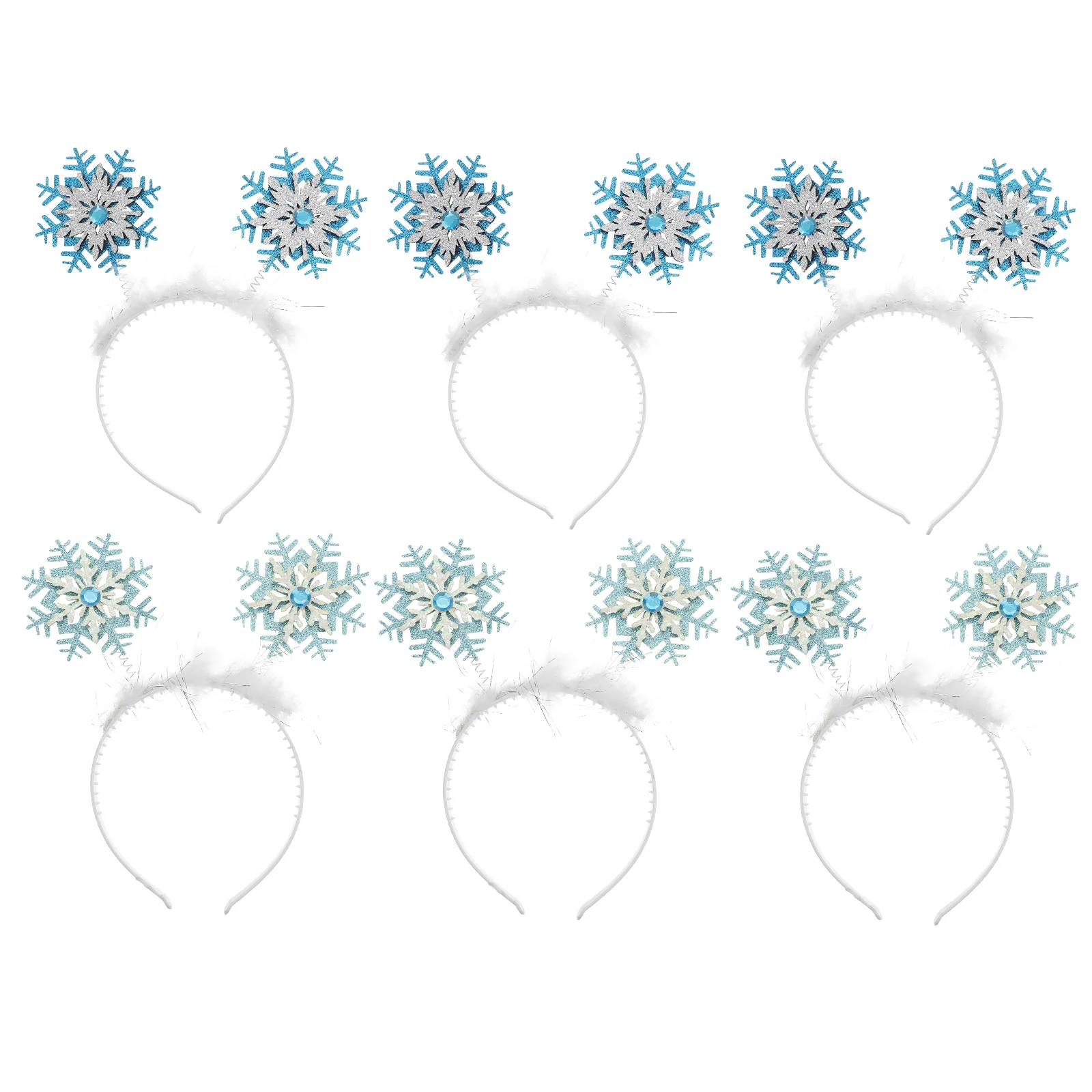 

6 Pcs Snowflake Hair Hoops Headdress Kids Hairband Blue Christmas Decor Holiday Party Accessories