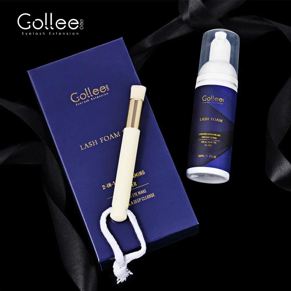 Gollee Clean Eyelash Glue Lash Foam Kit Eyelash Cleaning Foam 50ml/100ml Brush Shampoo Eyelash Extension Cleaning Gentle Makeup