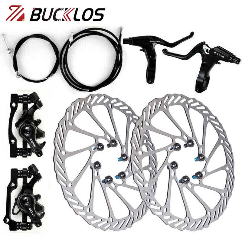 

BUCKLOS Bicycle Mechanical Disc Brake Front Rear Bike Caliper Lever 160mm Disc Rotors MTB Cable House Mountain BMX Cycling Parts