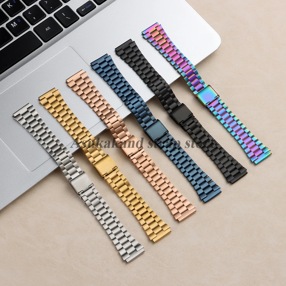 Correa de reloj de acero inoxidable de 18mm para Casio F84 F105/108/A158/168 AE1200/1300 SGW400 F91W AQ230 AE500W, pulsera de Metal para hombre