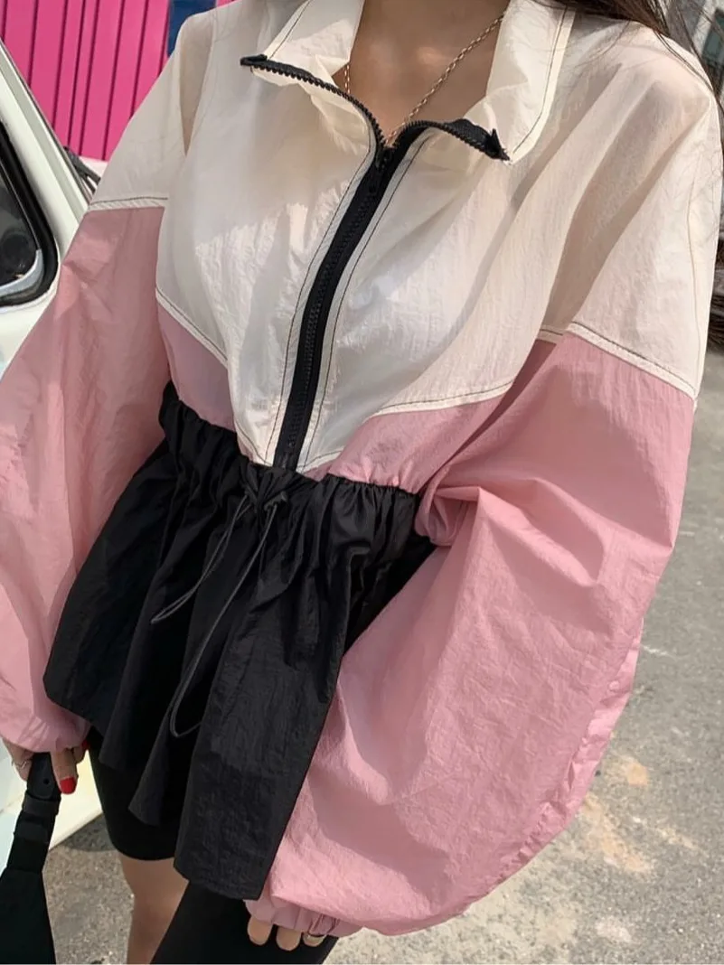 

Korean Sle Loose Casual ort Coat Women's Faionable Thin Sun Protection irt Waist Inward Outerwear for Autumn