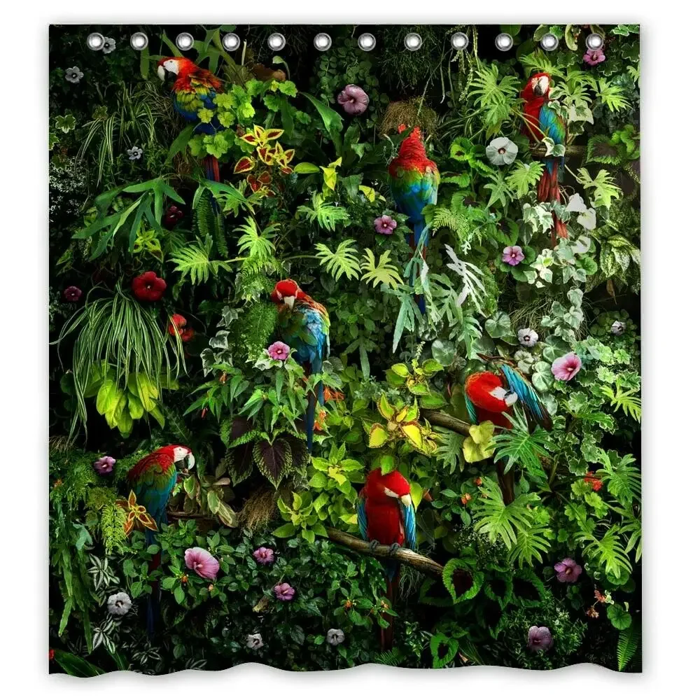 Macaws Parrots Forest Custom Shower Curtain