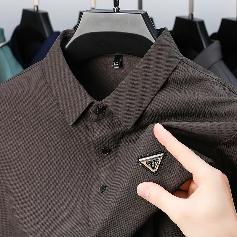 Luxury Brand Men's Polo Shirt Lapel B Letter Printing Long Sleeved Korean Fashion Casual 2024 Spring Men's Clothing