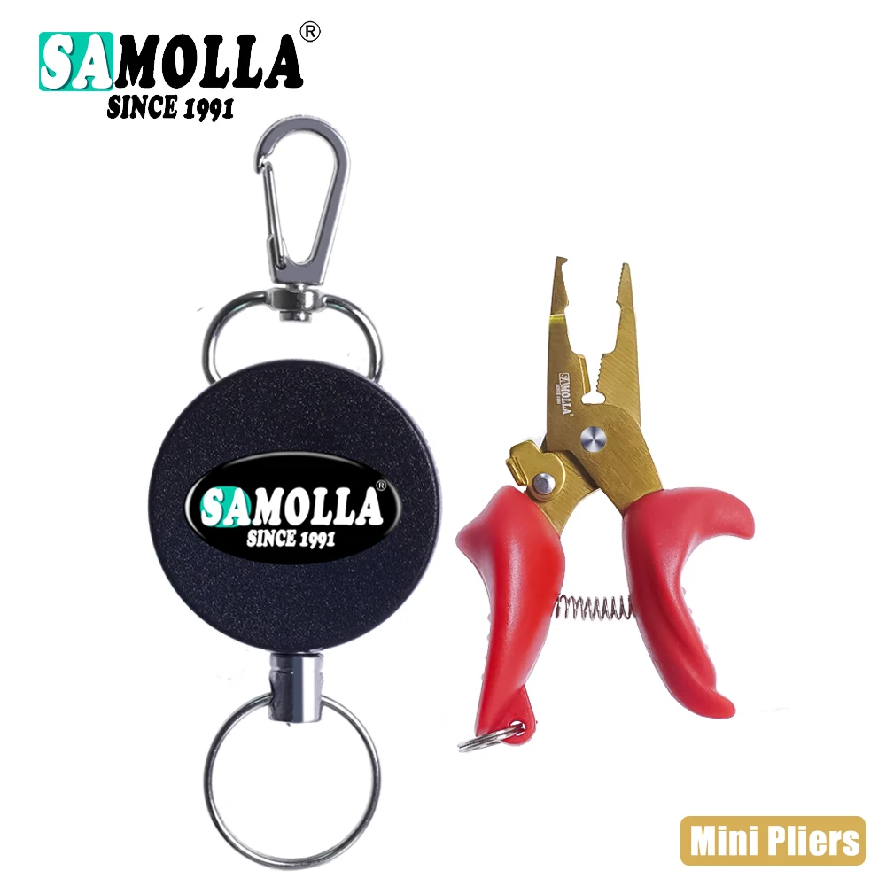 Mini Fishing Pliers Accessories Retractable Badge Holder Fly Fishing Retractor Tools Extractor Keeper Tackle Split Ring Cut Line