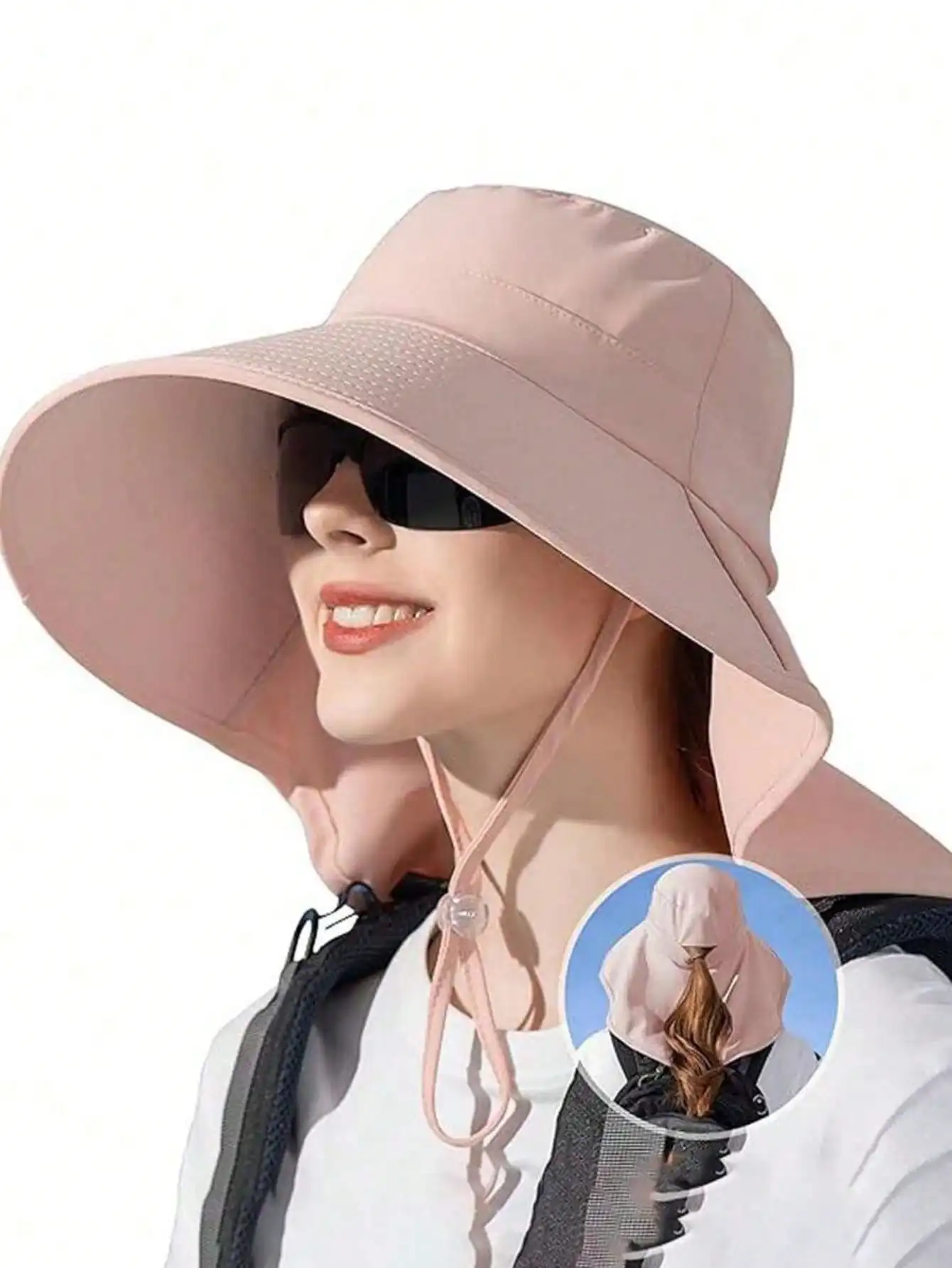 

1pc Protective Neck, Wide Brim, Breathable, Multi-Functional, Sun-Shading, Anti-UV, Sweet & Cute, Fashionable Versatile Hat, Suitable For Sun Protection, Outdoor Activities, Travel, Sweet & Stylish For Outdoor Activities, Vacation, Travel, Outfit Accessor