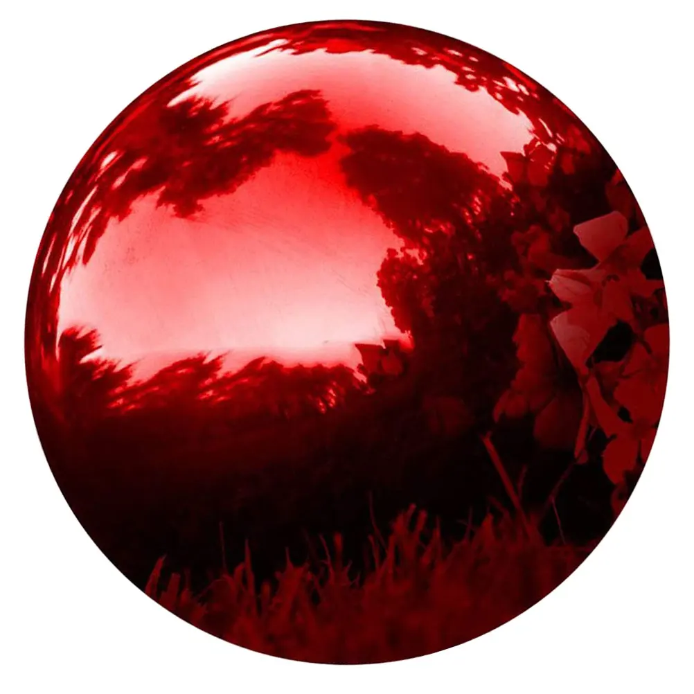 

Stainless Steel Mirror Ball 150MM Gem Red Garden Decor Gazing Sphere Polished Metal Outdoor Ornament Mini Model