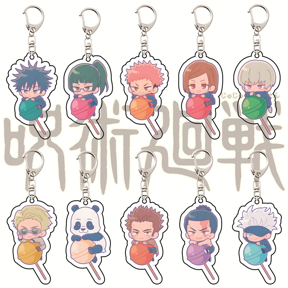 Jujutsu Kaisen Lollipop-Version 6cm Acryl-Schlüsselanhänger Anime Chibi Sammlerstück Taschenanhänger Fan-Geschenk