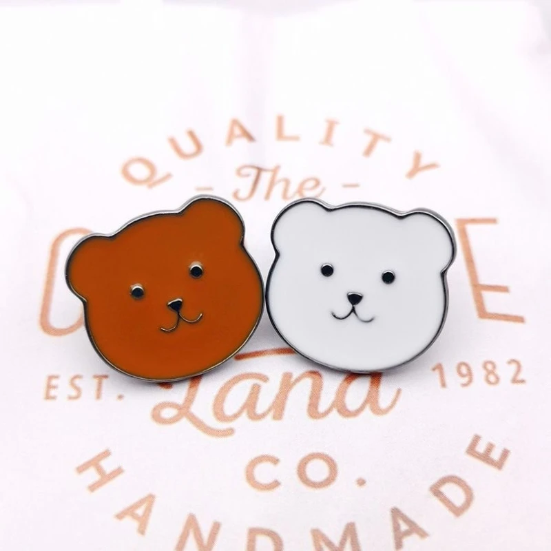 Cute Japanese Style Cartoon Couple Best Friends Bear Metal Brooch Daily Commute Badge Decorative Pin
