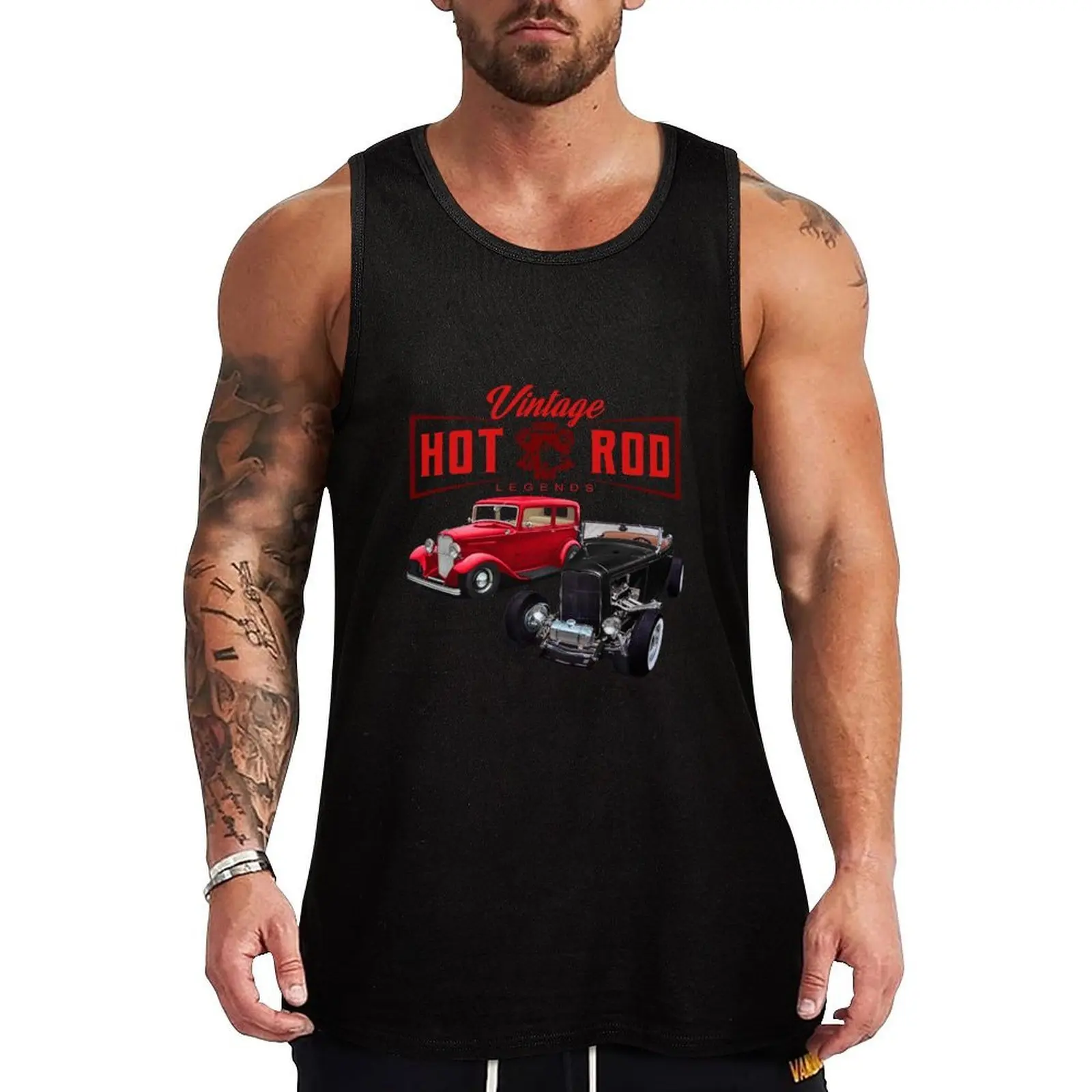 

Classic Vintage Hot Rods Tank Top Moisture Wicking Tank Top Workout Gym Athletic Shirt