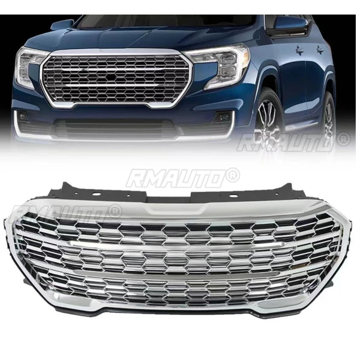 Car Bumper Grill Decorative Strips Silver Racing Grille Body Kit Front Bumper Grill For GMC Terrain 2022-2023 Car Accessories