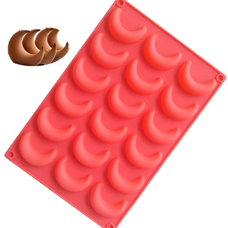 18 Cavity Moon Shaped Silicone Chocolate Baking Molds Ice Tray Dessert Moulds  DIY Cake 3D Decorating Tools