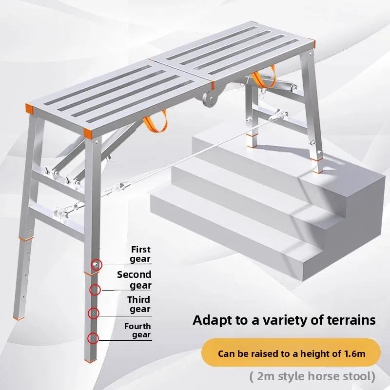 Thickened steel horse stool ladder, double support folding scaffold, engineering ladder, decorative mobile platform ladder