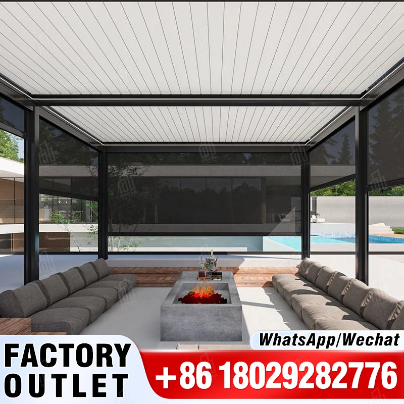 

3X6M Aluminium Louvre Roof Bioclimatic Pergola Regulation Of Sun Wind Rain Perfect Pergolas-Aluminum-Price