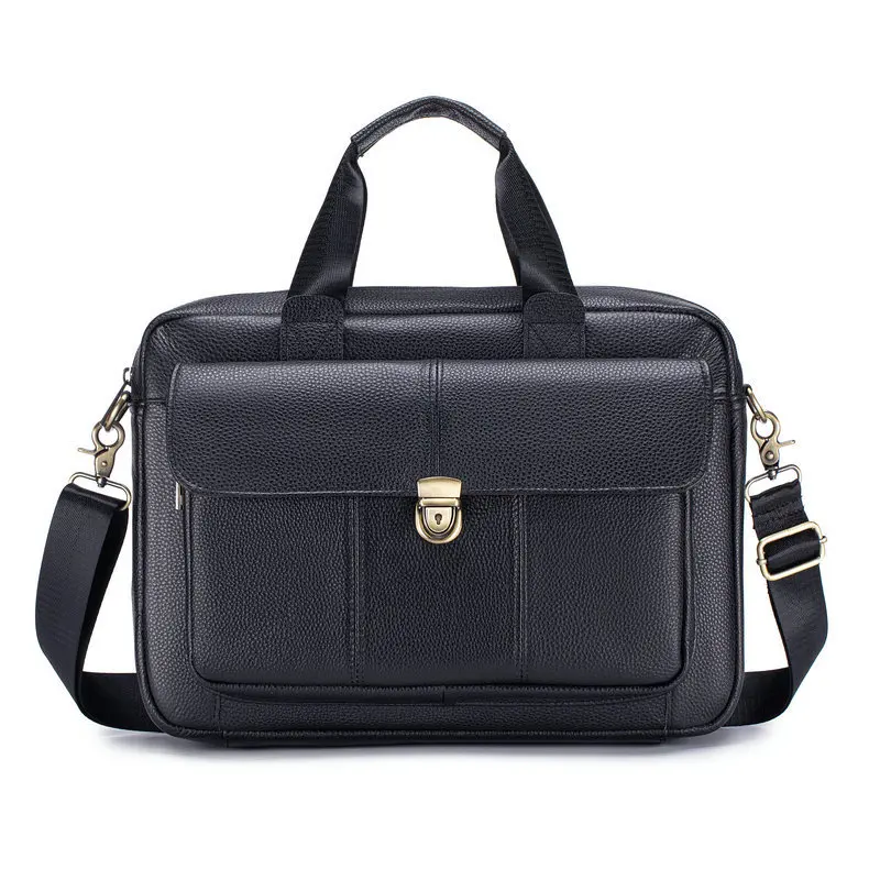 Leather men's bag top layer of cowhide hand-held briefcase horizontal style laptop bag casual cross-body bag single shoulder bag