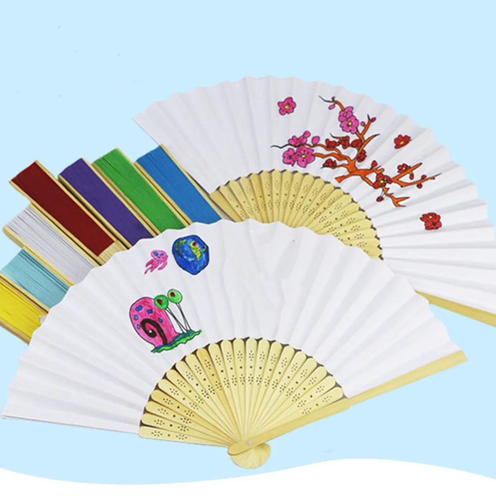 10 個の空白の絵画ファン DIY 紙ファン子供用アートプロジェクト手と目の調整形状色認識クリエイティブギフト