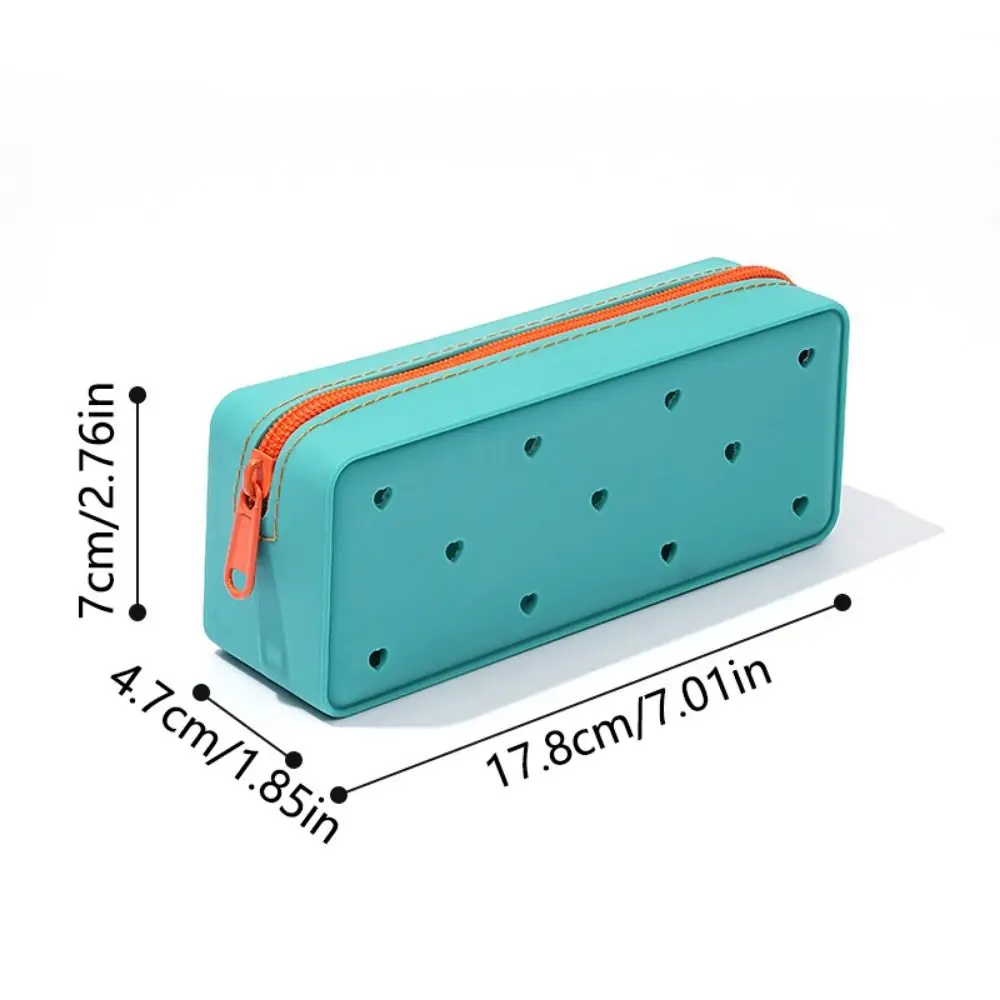 Breathable Silicone Pencil Case Big Capacity Waterproof Stationery Storage Bag Portable Washable Makeup Brush Holder Travel