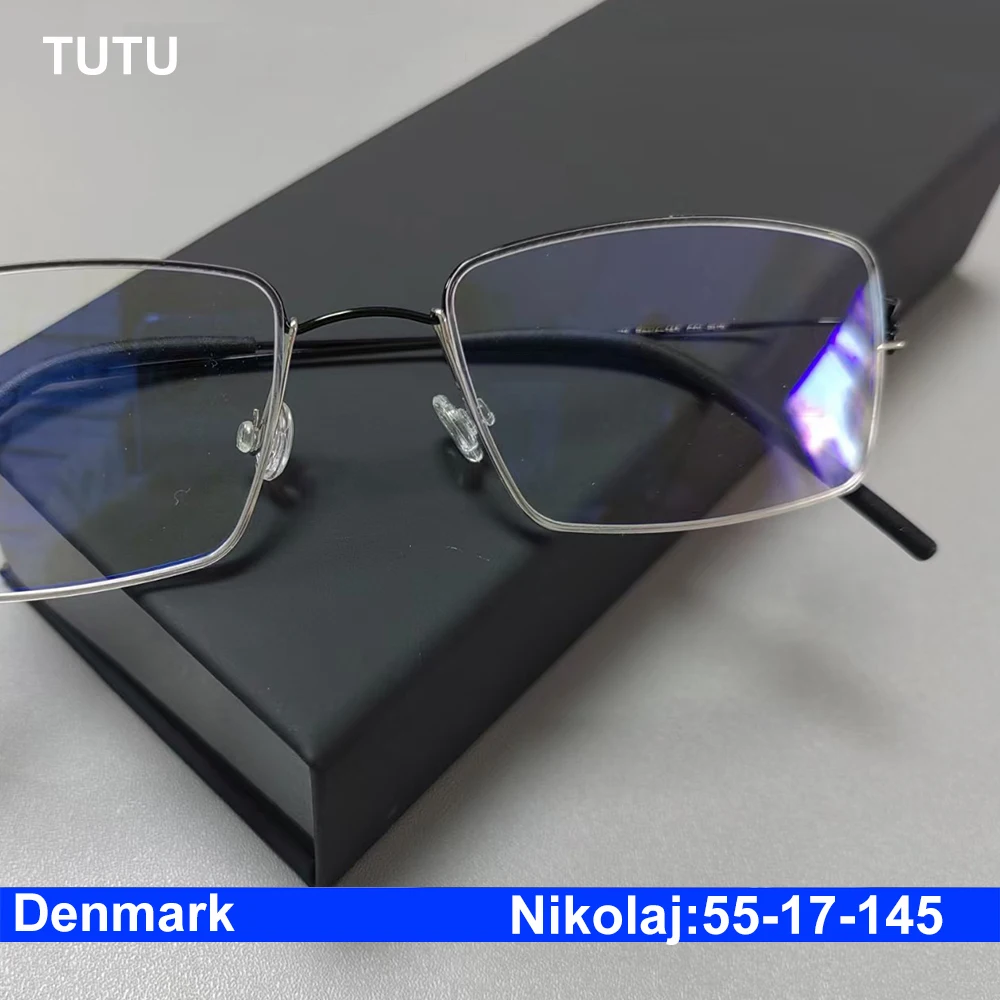 

Denmark Brand Men Rectangle Glasses Frame Nikolaj Air Titanium Screwless Minimalist Style Eyeglasses Ultralight Square Eyewear