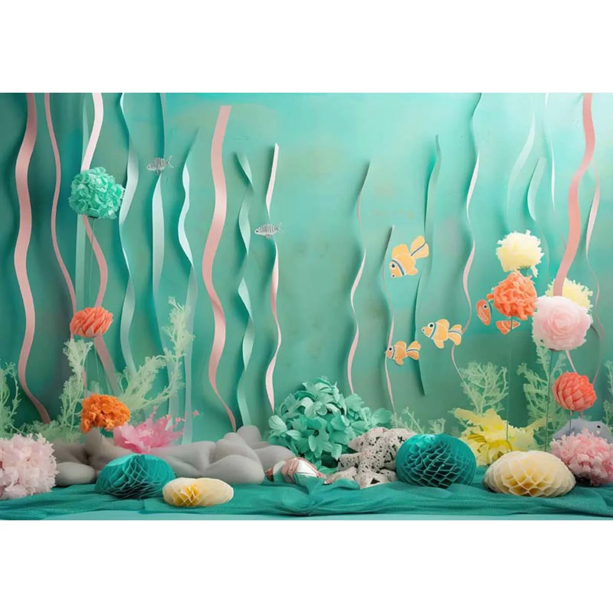 

Allenjoy Fish Sea World Party Backdrop