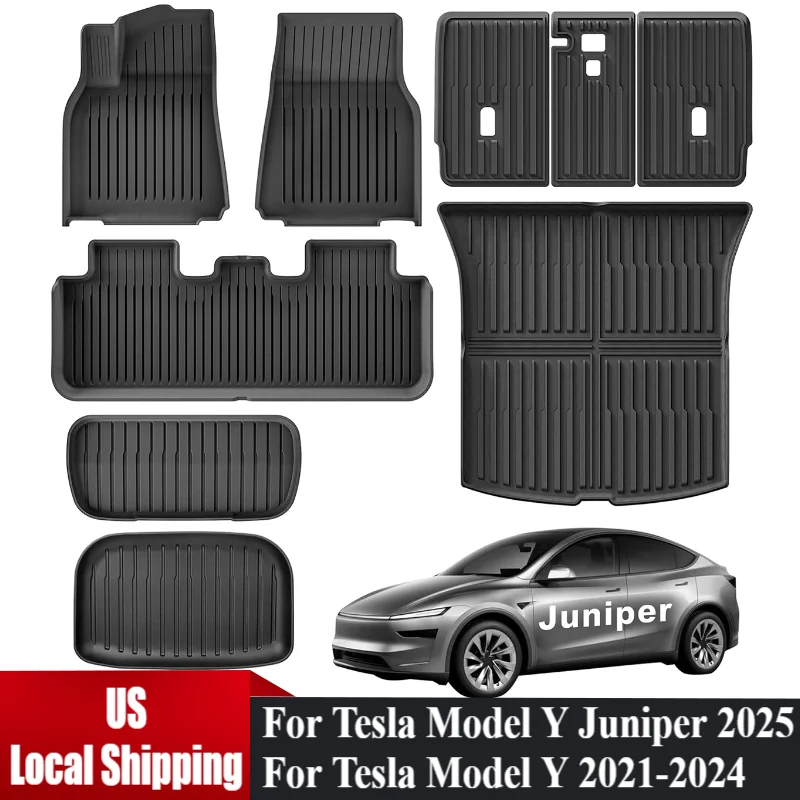 

TPE Floor Mats For Tesla Model Y Juniper 2025 Model Y 2021-2024 All-weather Protection Floor Mats & Rear Trunk Cargo Liners