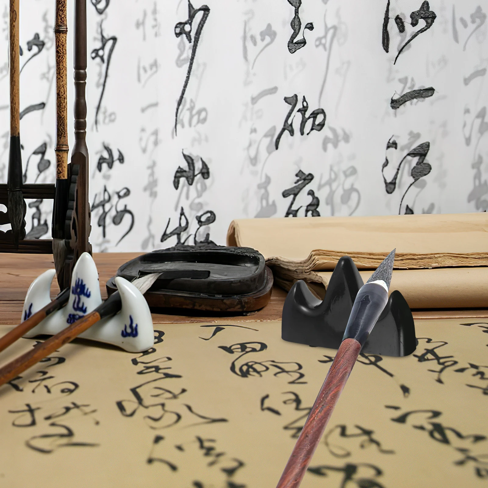 

Набор из 10 подставок для кистей для каллиграфии с дизайном «Гора», подставка для ручек и кистей, гладкий пластиковый держатель для письма, легко чистится, художественные принадлежности