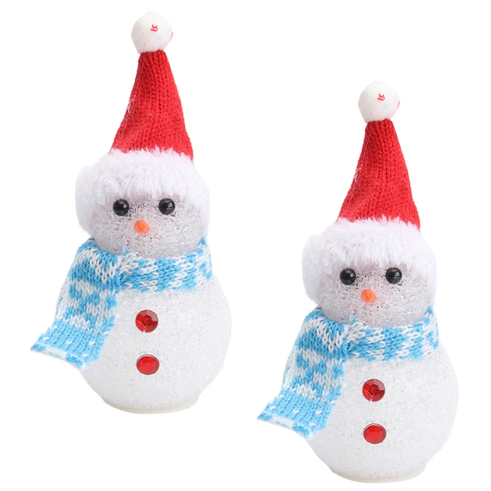 

2Pcs Xmas Night Light Snowman Lamp Colorful LED Luminous Christmas Decor Warm Nightlight Snowman Lamp Xmas Luminous Toys
