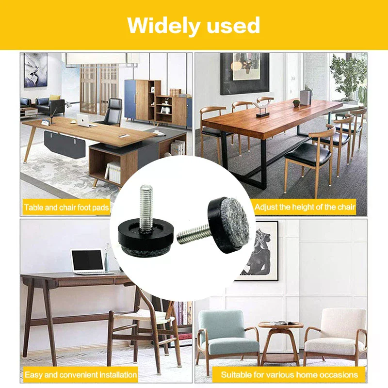 4/8Pcs Felt Adjustable Round Furniture Leg Screws Anti Slip M6 M8 Table Chair Cabinet Balance Feet Pads