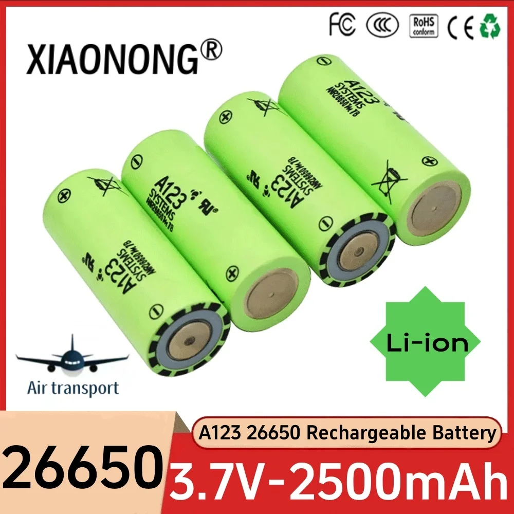 

Newest A123 26650 Rechargeable Battery M1B 26650 2500mah 70a 3.7v Li-ion High Discharge Battery