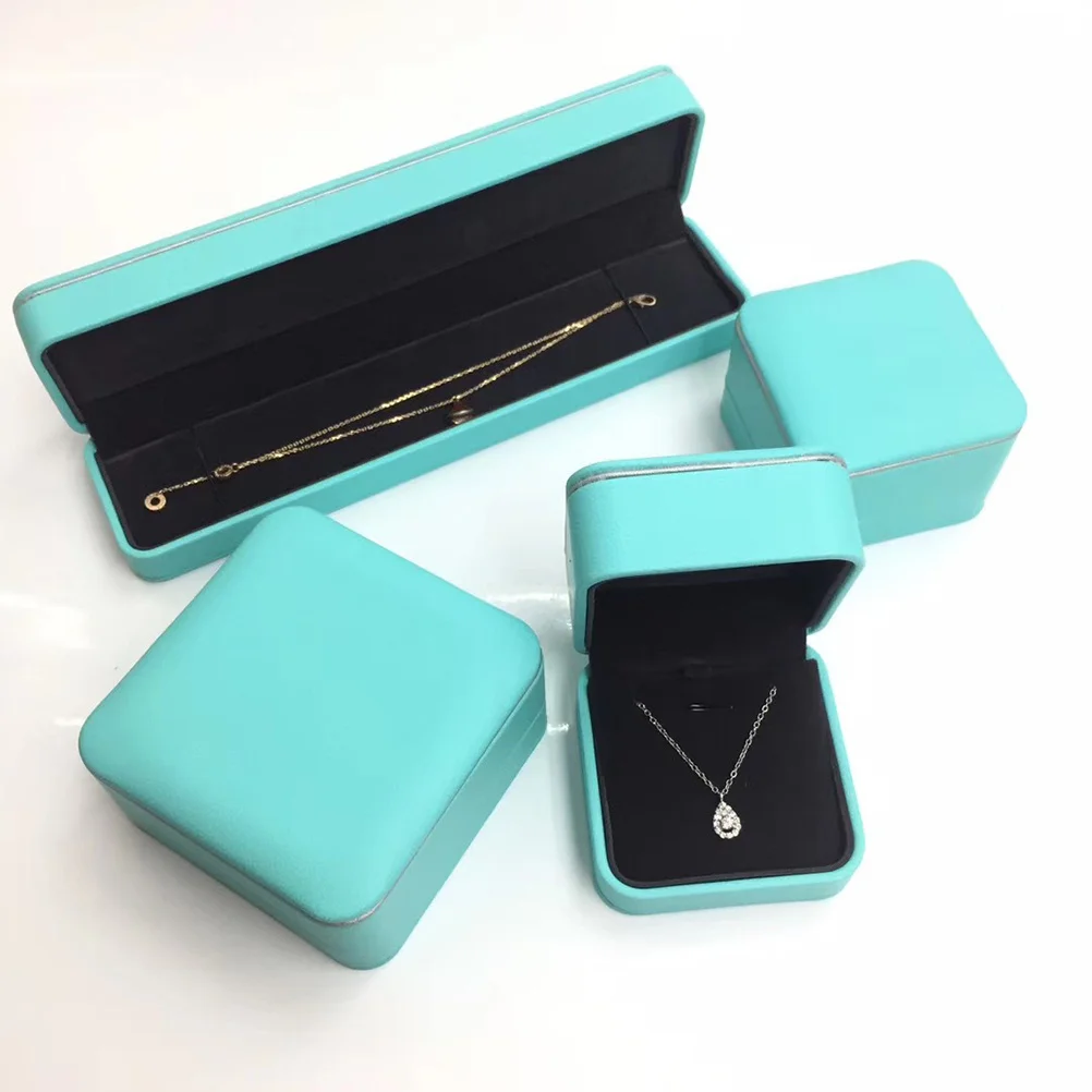 Round Corner Jewelry Box Pu Green Flocking Interior Scratch Resistant Storage Organizer For Bracelets Rings Gift