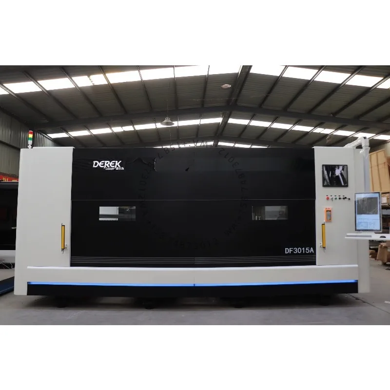 New 6kw 12kw Fully Enclosed Fiber Las er Cut ting Machine Hiwin Cypcut Control Electric Door Slide-out Table for Brass Sheet