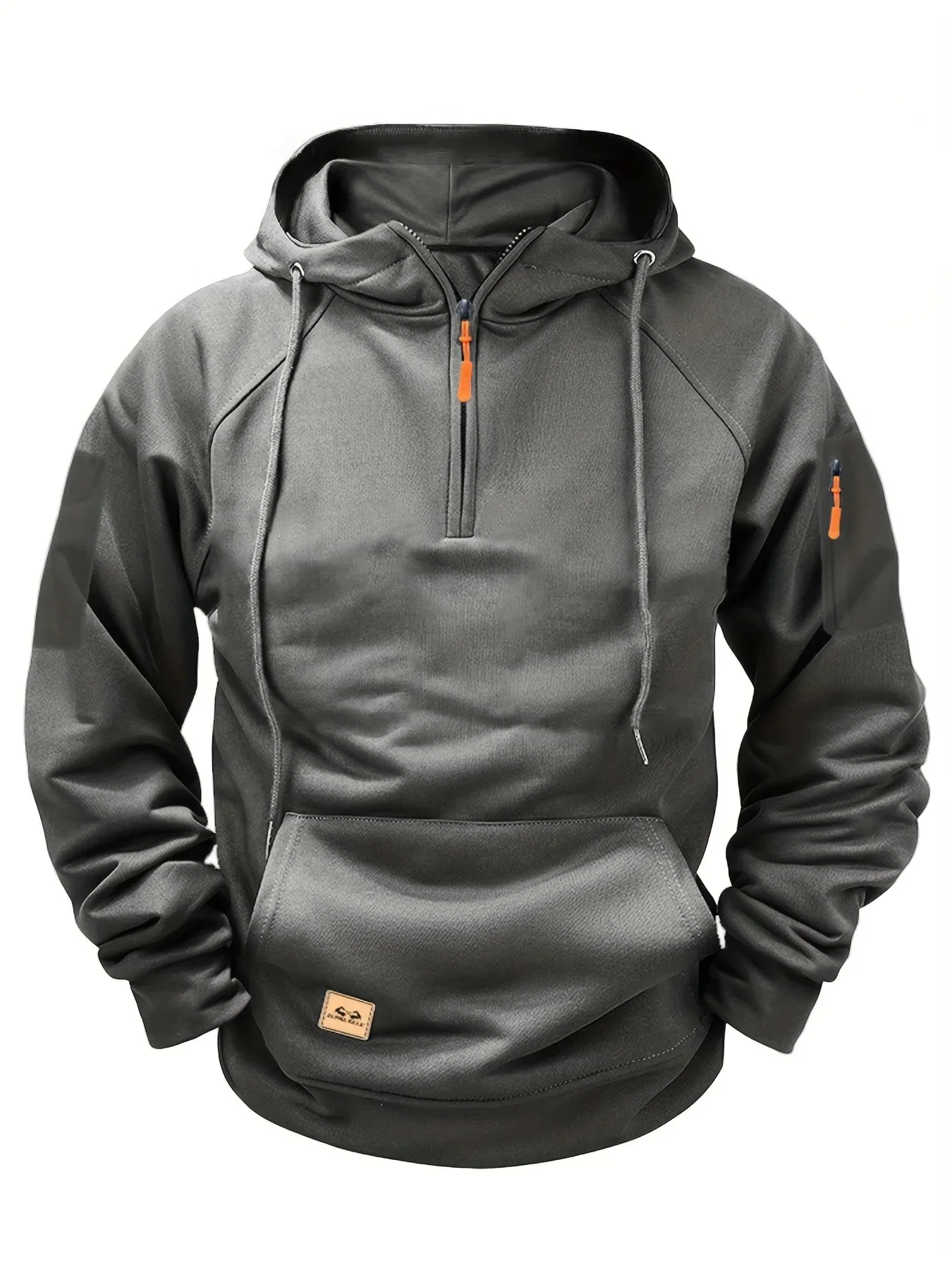New Multi Pocket Zipper Fleece Dropped Shoulder Hooded Sweatshirt Men's Women's Plus Size Loose Pullover Fashion Sweatshirt