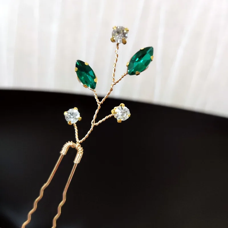 

Зеленые свадебные заколки для волос с жемчугом и стразами в форме цветка, элегантные свадебные украшения для волос, подарок для невесты