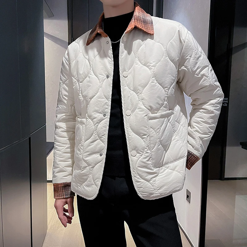 Parka coupe-vent à revers combiné pour hommes, vestes de mode décontractées, manteau chaud, affaires, social, optique bouffante, hiver