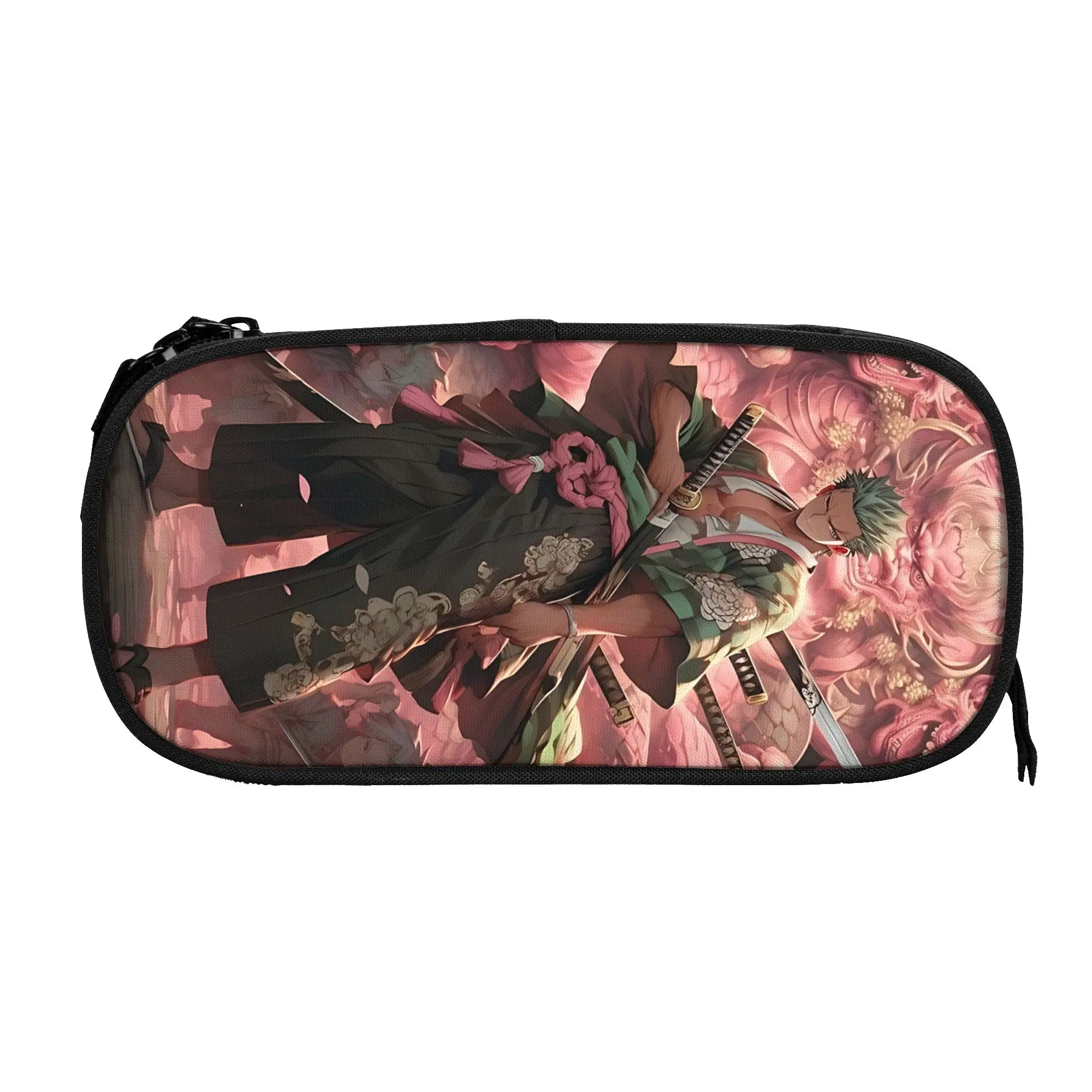 Large Capacity Bags For Child Cartoon Roronoa Zoro Wano Country Pattern One Pieces School Pencil Bag For Boys Gilrs Kids