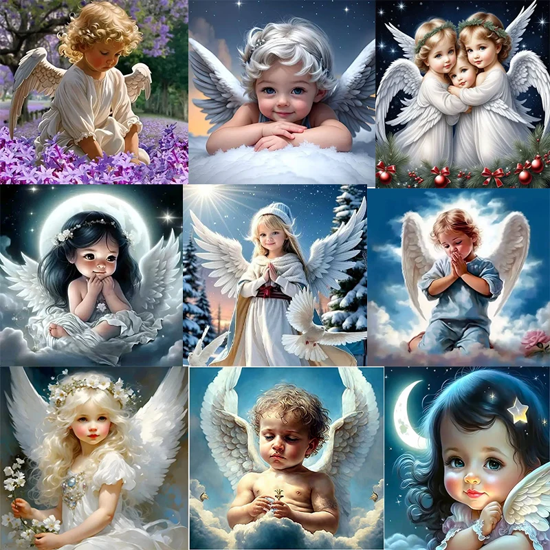 

New 5D DIY Diamond Painting Angel Baby Embroidery Full Square Diamond Cross Stitch Lovely Angel Rhinestone Mosaic Painting 2024