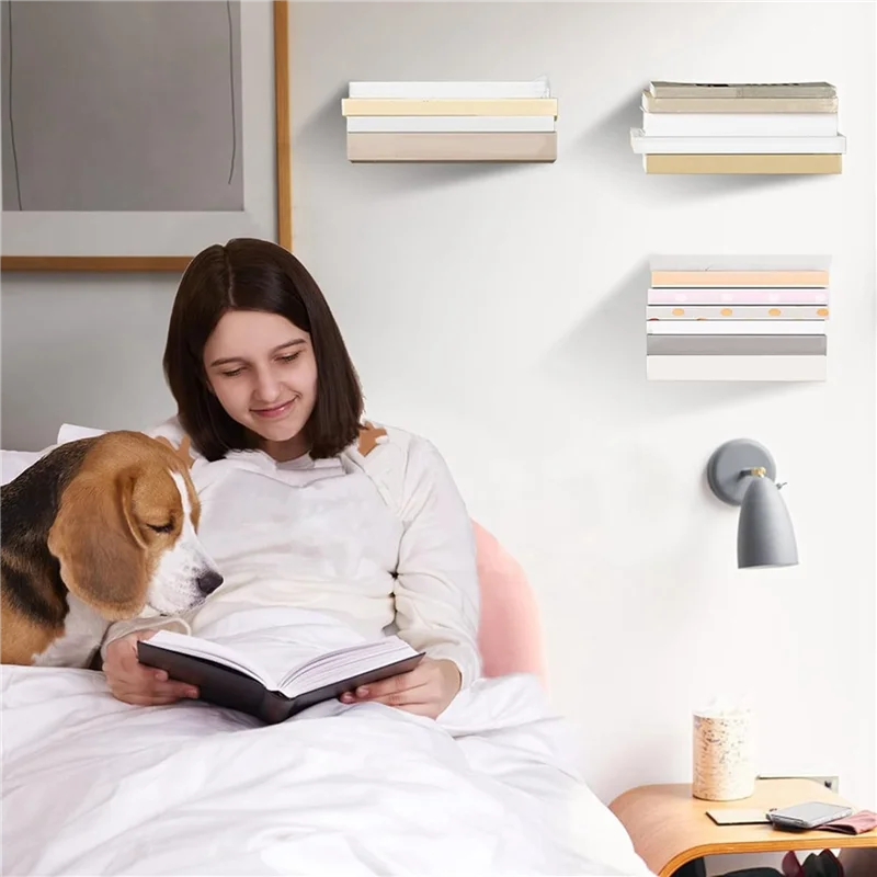 

TKOH-4Pcs Плавающие книжные полки для стены Книжная полка для спальни Гостиная Офис