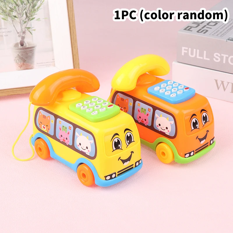 

1PCS New Children's Simulation Bus Phone Toy Early Education Music Puzzle Cartoon Phone