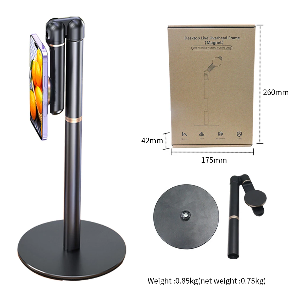 Magnetischer Desktop-Ständer aus Aluminiumlegierung, Aluminiumlegierung, mehrfach winkelfrei, höhenverstellbarer Telefonständer, Reise-Telefonhalter