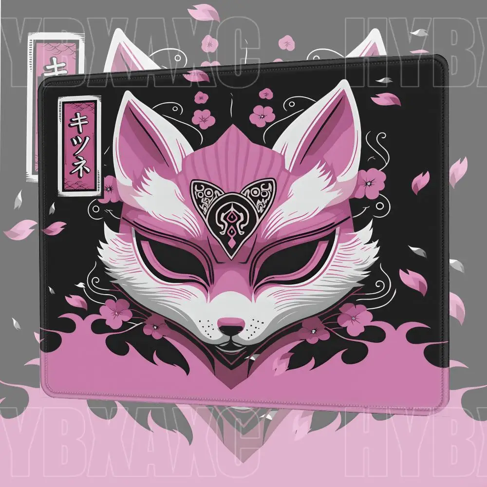 Purple Anime Fox Mouse Pad Multiple sizes Large Square Computer Office Game Table Mat Japanese samurai devil Rubber Mousepads
