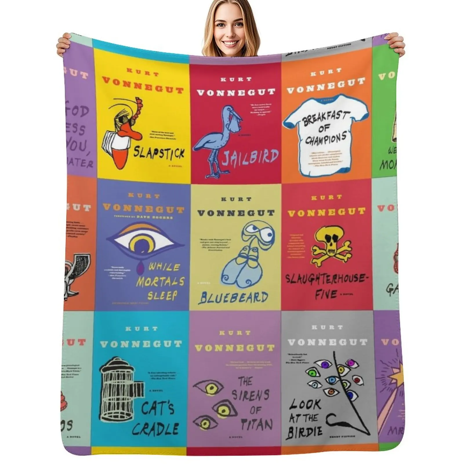 

The Works of Kurt Vonnegut Throw Blanket Hairy Hair Furrys anime Blankets