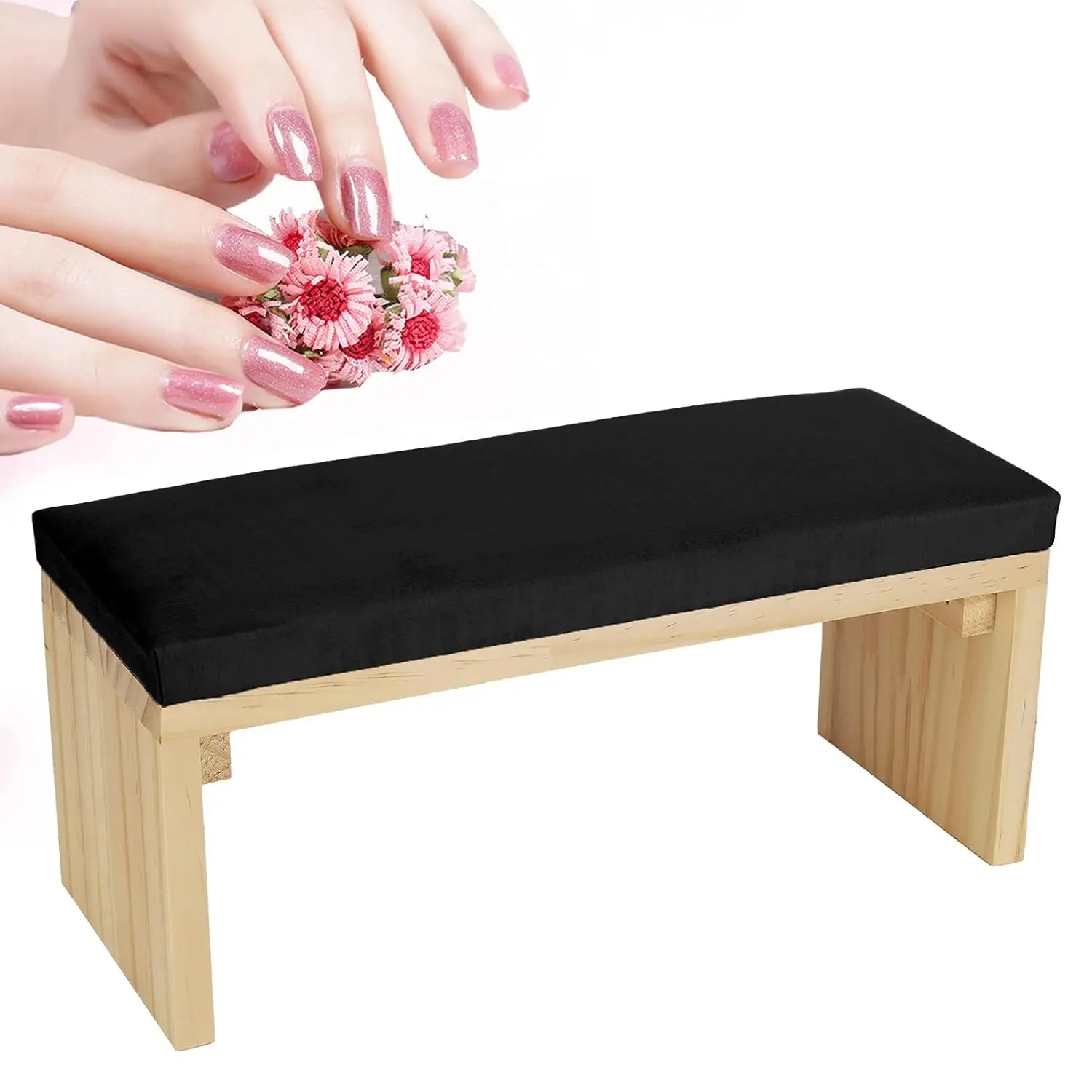 Support de bras en PU pour manucure et nail art, oreiller à main, polymères de polissage des ongles, support en bois