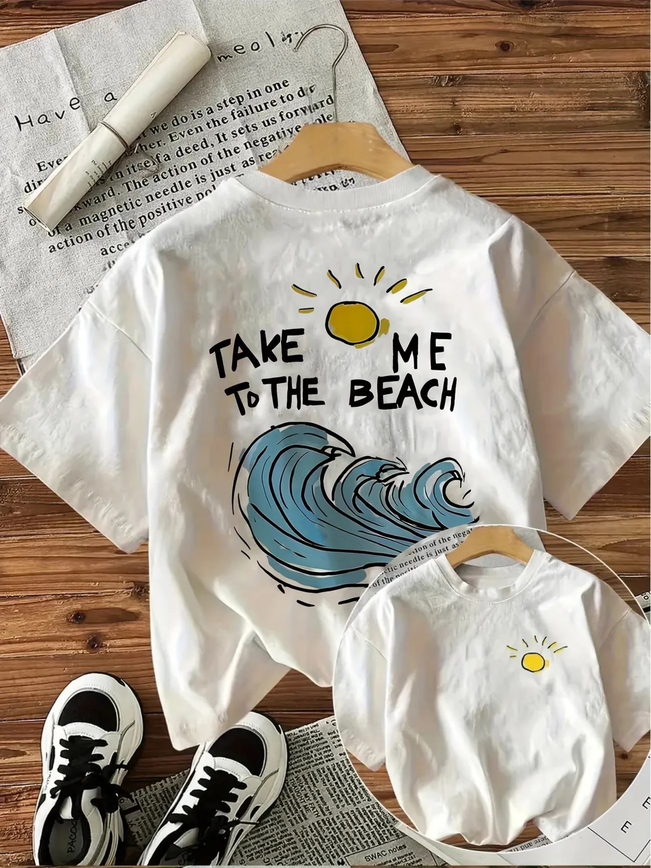 Graphic Take Me To The Beach Wave Sun Print T Shirts Funny Kids Children's T-shirt Girls Casual Top Tee Spring Summer Clothing