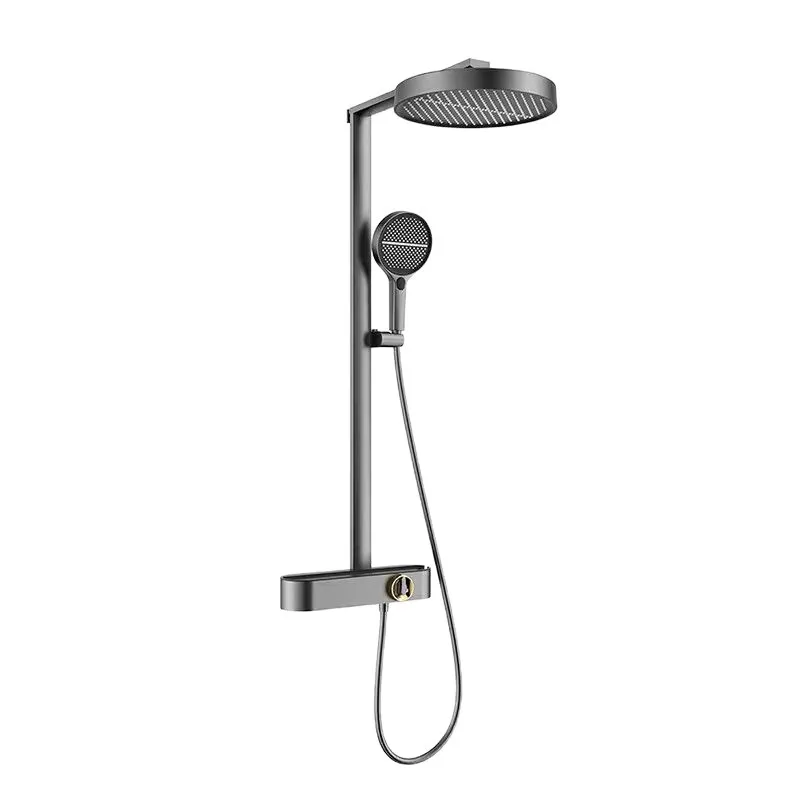 

All-copper rain shower set, complete bathroom wall rack, bathroom hot and cold pressurized digital display shower