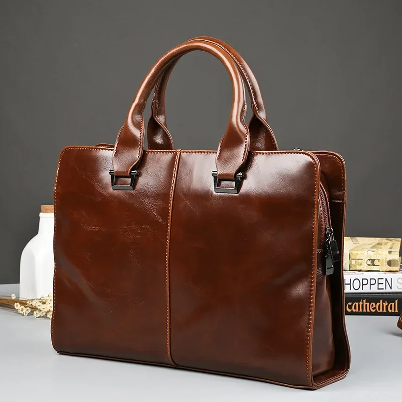 Casual Shoulder Bags Laptop Briefcases Men Bags Business Messenger Bag Vintage Crazy Horse Artificial Leather Handbag