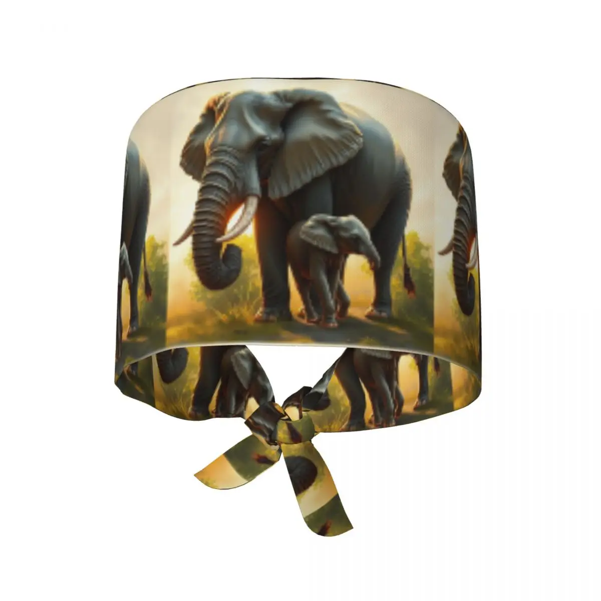 Ein majestätischer Elefant mit seinem Baby-Elefant, OP-Mütze, Arztkappe, chirurgische Kappe, Unisex, verstellbare Pflegekappen für Zahnärzte