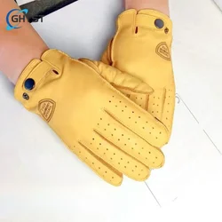 Vintage Head layer Cowhide Leather Riding Motorcycle Gloves Men spring and autumn thin retro motorcycle wear-resistant