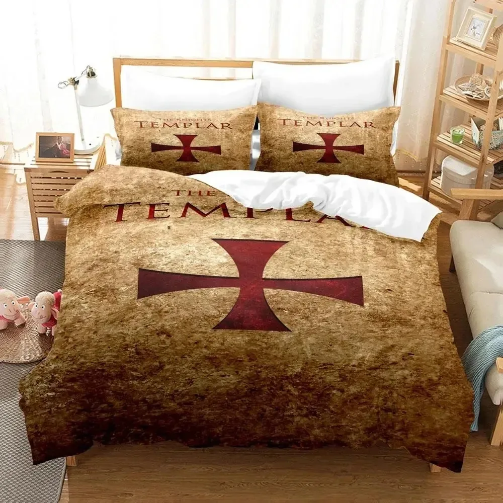 3D Print Christian Knights Templar Bedding Set Duvet Cover Bed Set Quilt Cover Pillowcase Comforter king Queen Size Boys Adult