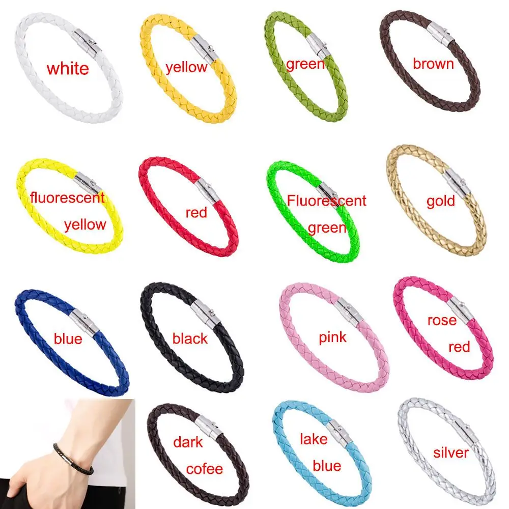 Trendiges gewebtes Seil, geflochten, 1-teilig, PU-Leder, für Damen und Herren, Schmuck, Modeaccessoires, Magnetverschluss-Armband