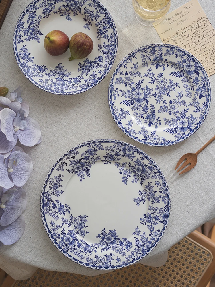 

Zeteng домашний винтажный сине-белый обеденный набор Cerc Di тарелка поднос с фруктами поднос для туалета круглый апей высокотемпературная глазурь