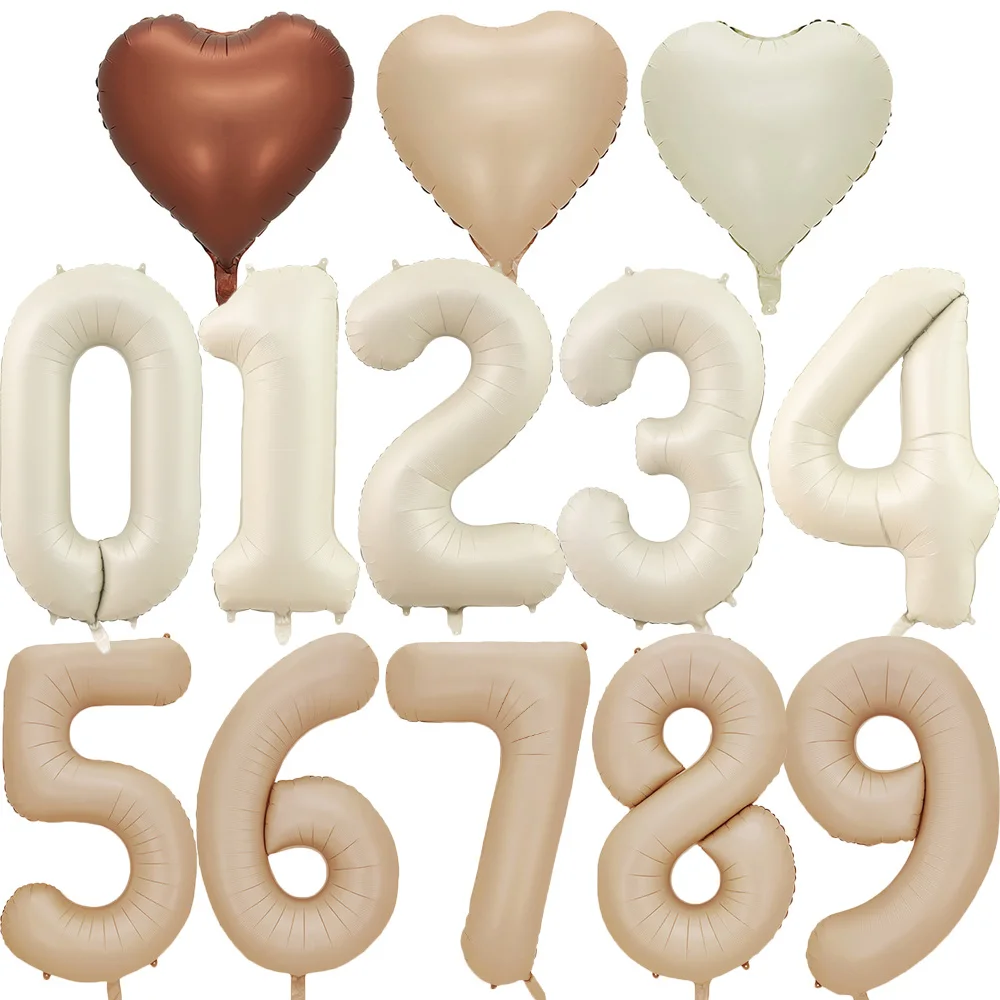 1set 16 zoll Vintage Alles Gute Zum Geburtstag Brief Luftballons Retro Beige Kaffee Ballon Set für Kinder Erwachsene Alles Gute zum Geburtstag Party Decor – Detail 1